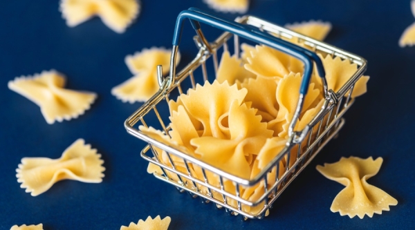 Pasta in a shopping basket