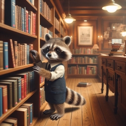 Rocky shelving a book