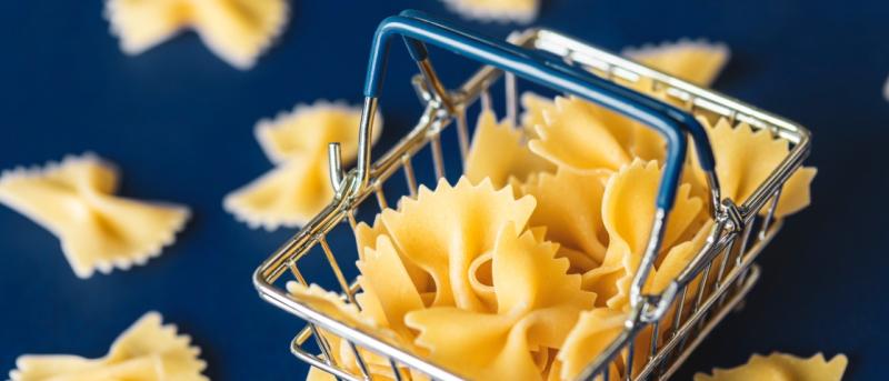 Pasta in a shopping basket